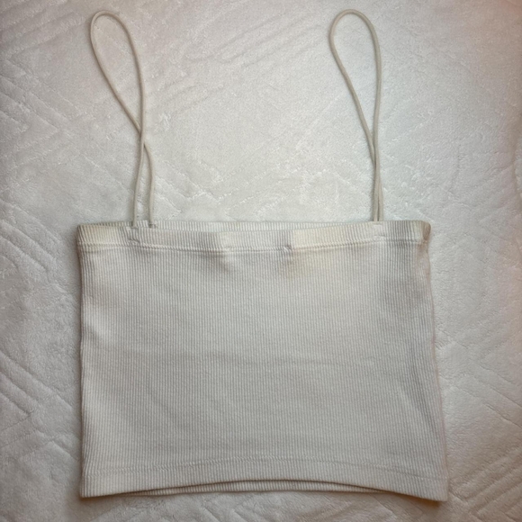 Zara White Ribbed Crop Top - Picture 2 of 3